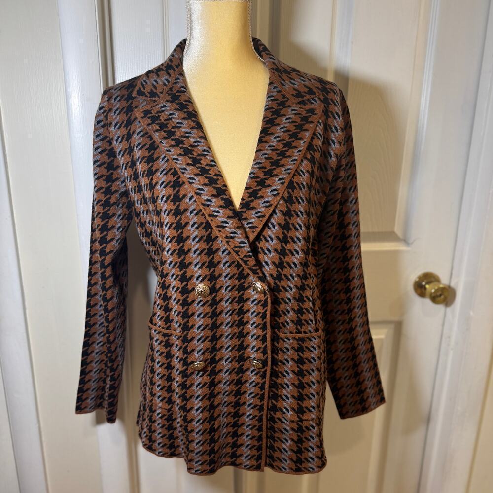 Joie Double-Breasted Houndstooth Sweater Blazer Size M